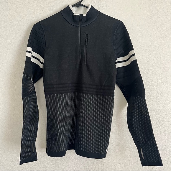 Smartwool Sweaters - Smartwool Intraknit 250 Wool 1/4 Zip Women's Medium Black White Pullover Sweater